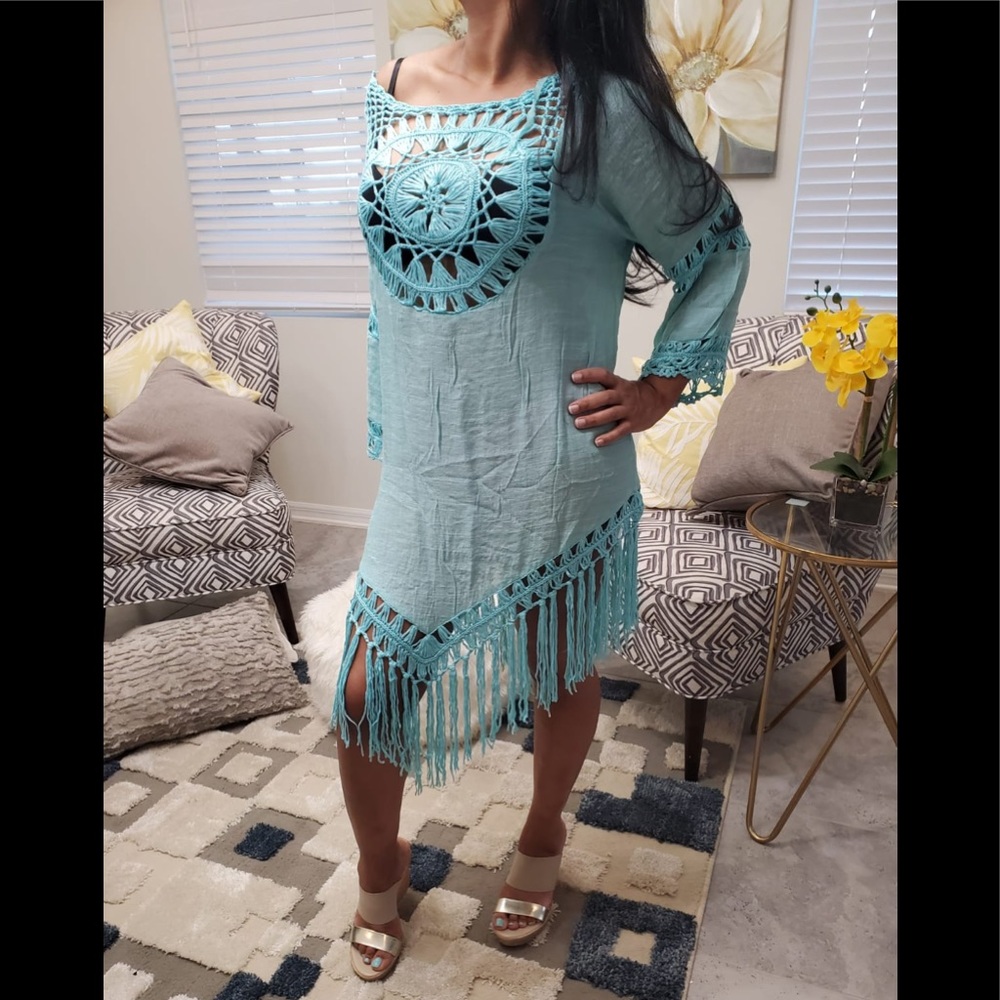 Tassel Beach Dress V Neck White Cover Up S… - Picture 16 of 16